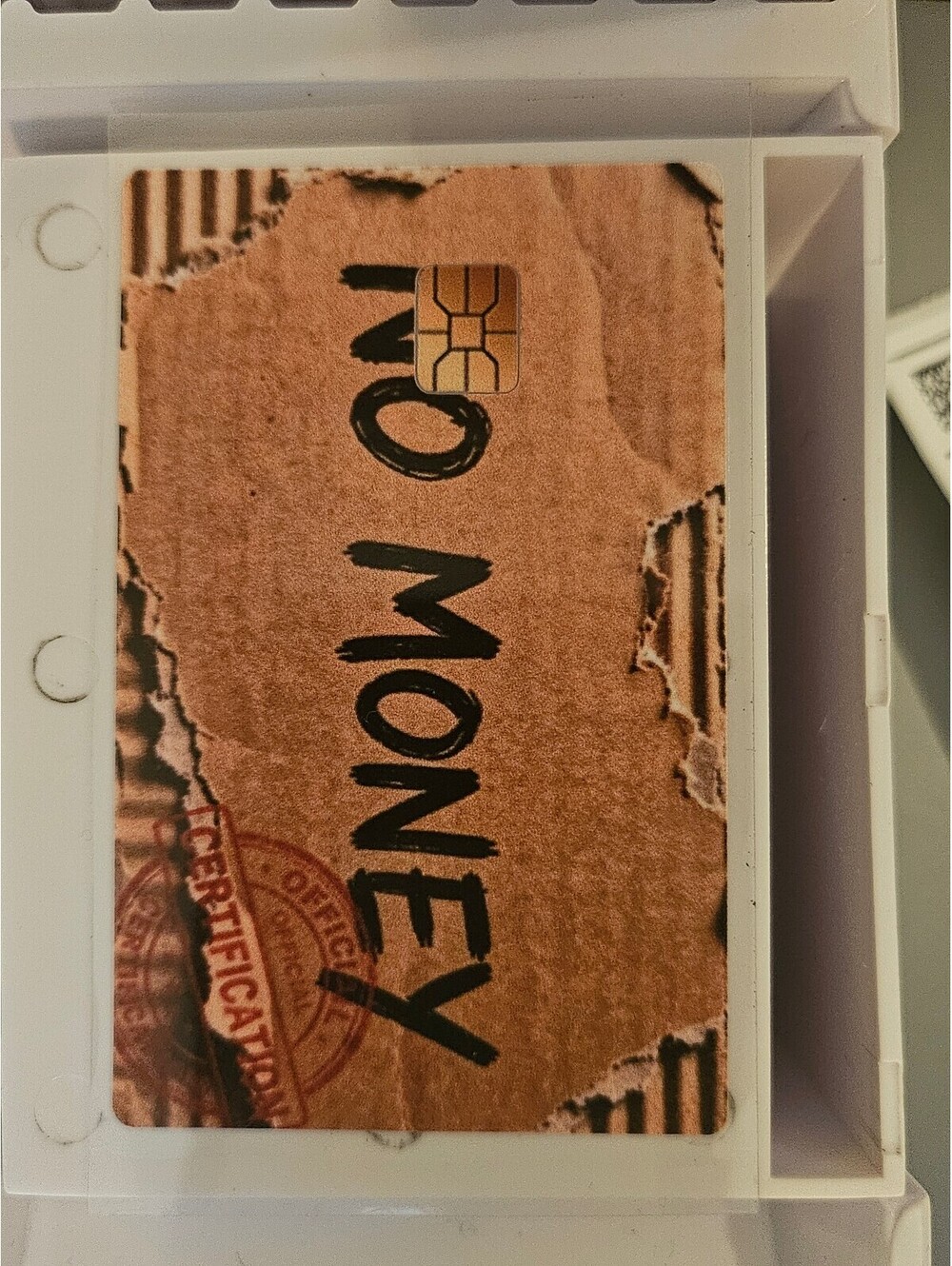 Chip Funny Bank/Credit/Debit Card Skin Sticker - cardboard "no money" -NEW